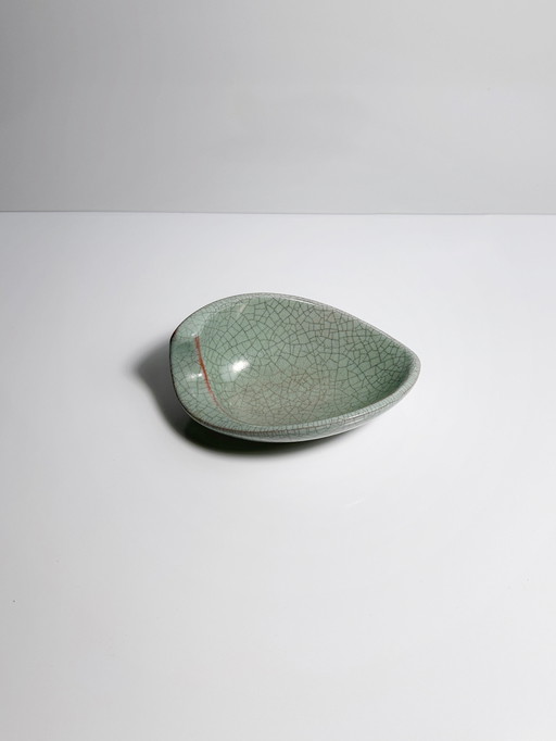 Vintage ashtray / bowl Karlsruhe majolica ceramics Fridegart Glatzle Craquele Crackle 50s Mid - Century