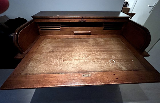 Image 1 of Artigianato, design classico, scrivania cilindrica in rovere