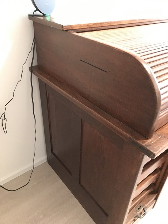 Image 1 of Artigianato, design classico, scrivania cilindrica in rovere