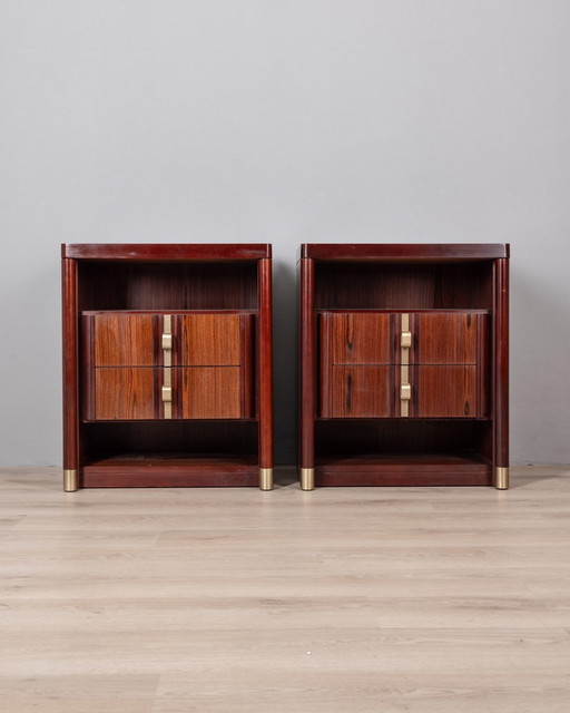 Pair Of Vintage 1960S Bedside Tables In Rosewood Italian Design