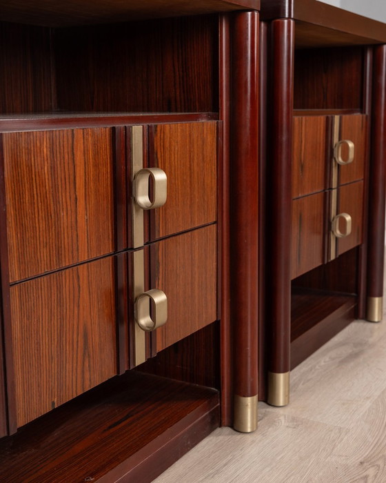 Image 1 of Pair Of Vintage 1960S Bedside Tables In Rosewood Italian Design