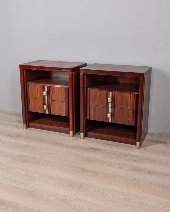 Image 1 of Pair Of Vintage 1960S Bedside Tables In Rosewood Italian Design