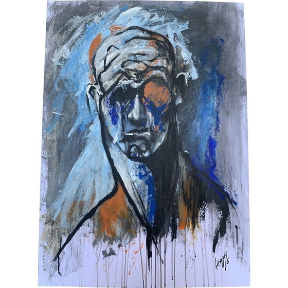 Image 1 of Vintage acrylic face painting by Lemmy Gonthier, 2014