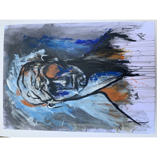 Pintura facial acrílica vintage de Lemmy Gonthier, 2014