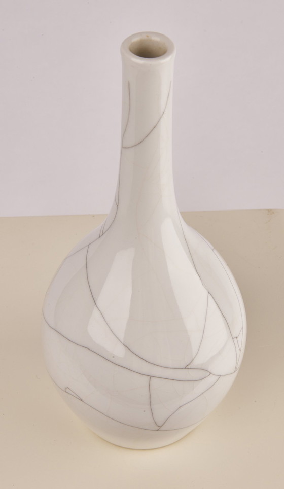 Image 1 of Kpm Berlin bottle vase, Rare Craquele glaze