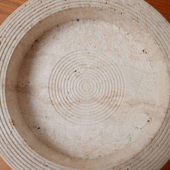 Image 1 of Pair of vintage travertine and glass bowls, Italy 1970