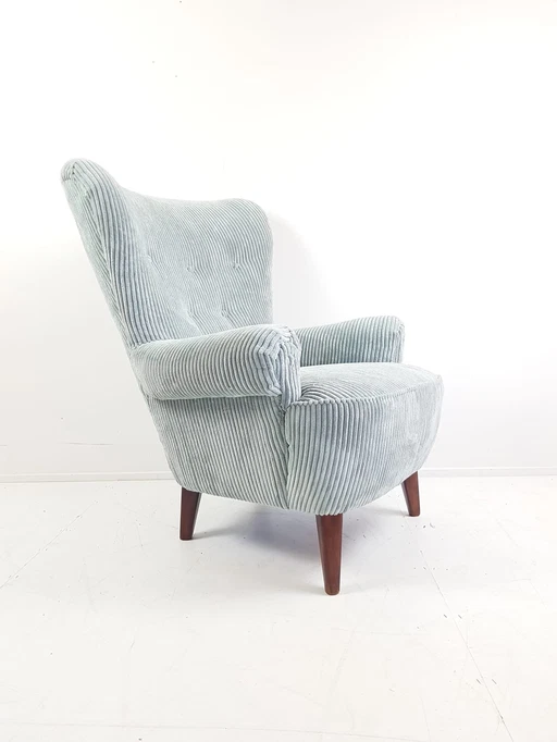 Artifort Armchair Light Blue Rib New Upholstered