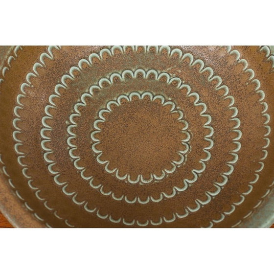 Image 1 of Vintage green and brown stoneware bowl by Wilhelm Kåge for Gustavsberg, Sweden 1950s
