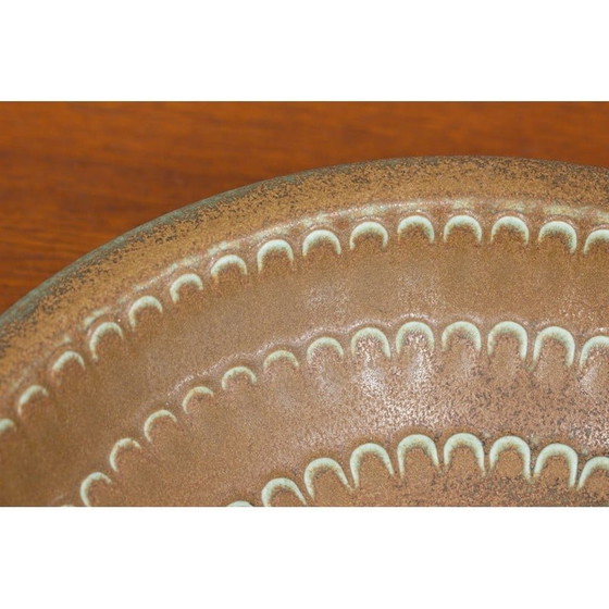 Image 1 of Vintage green and brown stoneware bowl by Wilhelm Kåge for Gustavsberg, Sweden 1950s