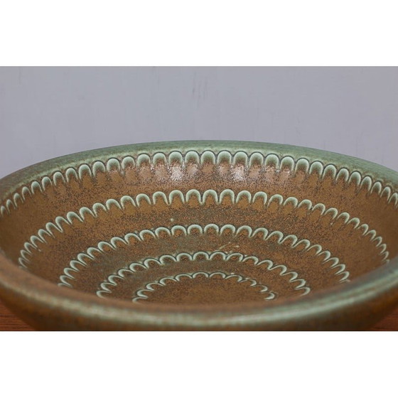 Image 1 of Vintage green and brown stoneware bowl by Wilhelm Kåge for Gustavsberg, Sweden 1950s