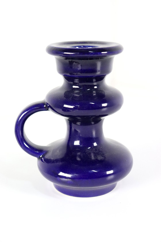 Image 1 of Candeliere vintage in ceramica blu scuro