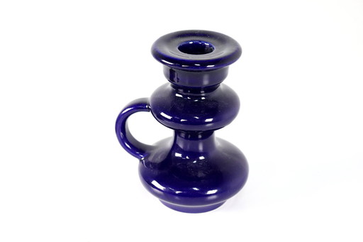 Dark Blue Ceramic Vintage Candlestick