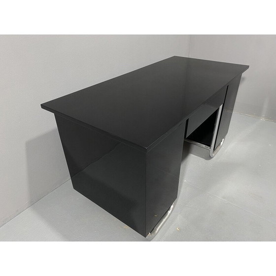 Image 1 of Czechoslovak vintage modernist chrome and wood writing desk, Europe 1950