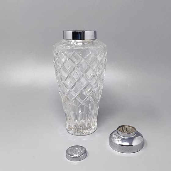 Image 1 of 1960S Gorgeous Cut Crystal Cocktail Shaker With Ice Bucket Made In Italy