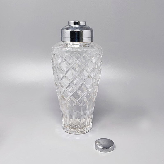 Image 1 of 1960S Gorgeous Cut Crystal Cocktail Shaker With Ice Bucket Made In Italy