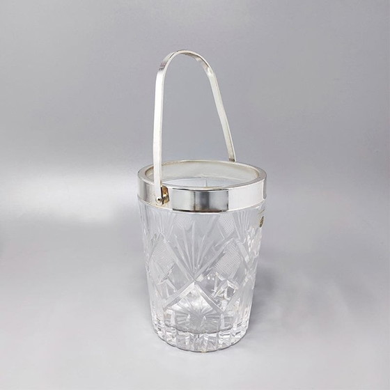 Image 1 of 1960S Gorgeous Cut Crystal Cocktail Shaker With Ice Bucket Made In Italy