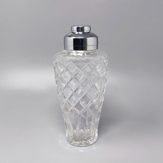 Image 1 of 1960S Gorgeous Cut Crystal Cocktail Shaker With Ice Bucket Made In Italy