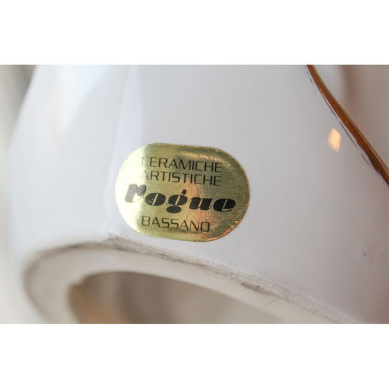 Image 1 of Airone vintage in ceramica di Bassano laccata bianca e oro di Ahury, Italia 1970