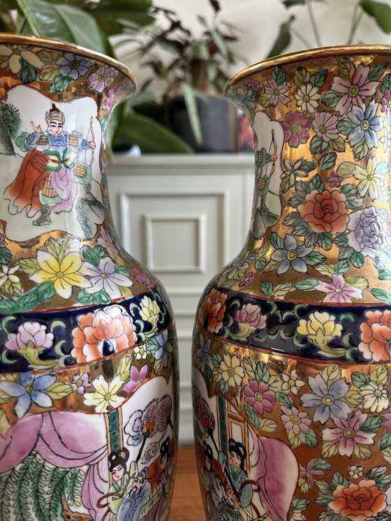 Image 1 of Chinese Hand Painted Porcelain Vases Set