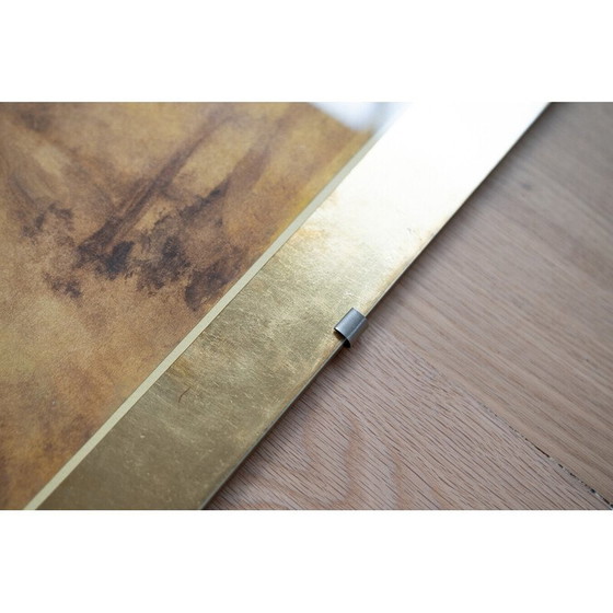 Image 1 of Pair of vintage watercolor and gold leaf prints in wood and glass, 1980