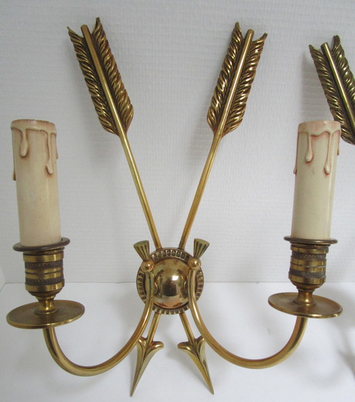 Pair of Bronze Arrow Wall Lights Lucien Gau