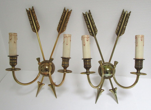 Pair of Bronze Arrow Wall Lights Lucien Gau