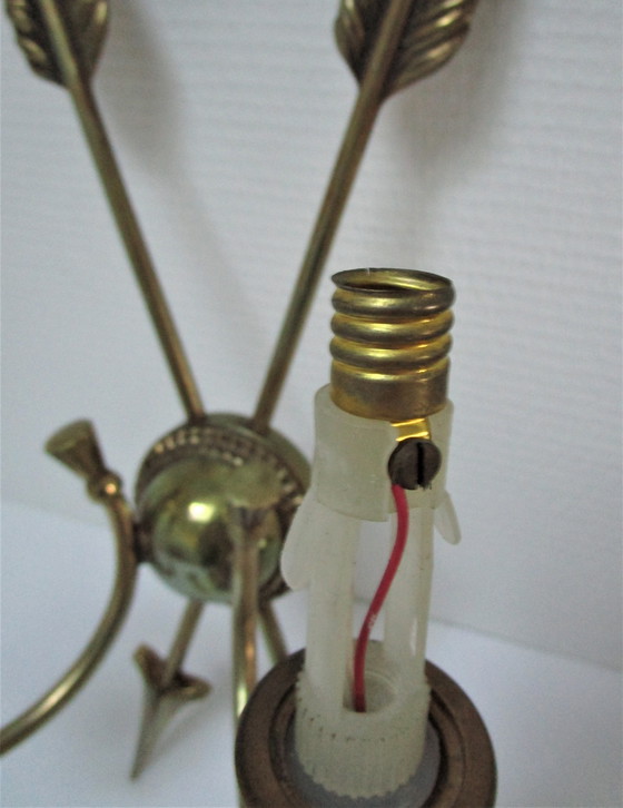 Image 1 of Pair of Bronze Arrow Wall Lights Lucien Gau