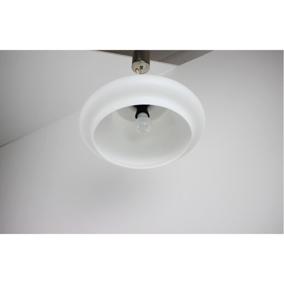 Image 1 of Vintage pendant lamp in milk glass and chrome steel, Czechoslovakia 1970