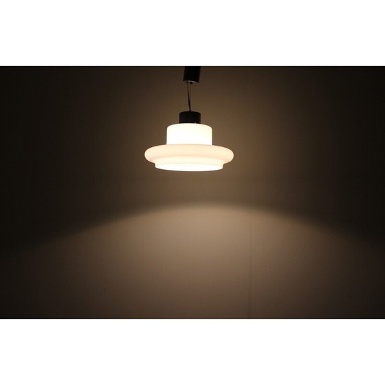 Image 1 of Vintage pendant lamp in milk glass and chrome steel, Czechoslovakia 1970