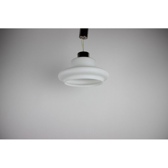 Image 1 of Vintage pendant lamp in milk glass and chrome steel, Czechoslovakia 1970