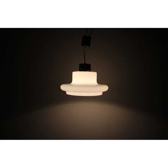 Image 1 of Vintage pendant lamp in milk glass and chrome steel, Czechoslovakia 1970