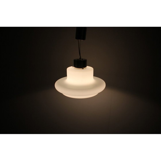 Image 1 of Vintage pendant lamp in milk glass and chrome steel, Czechoslovakia 1970