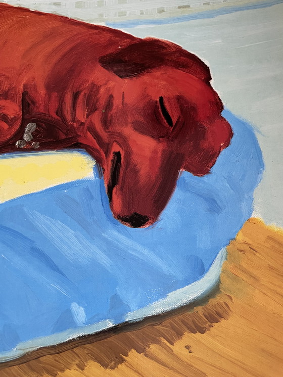 Image 1 of David Hockney,  Dog Paintings 38  Salts Mill 1995. 1853 Gallery Salts Mill Saltaire Yorkshire, Copyright David Hockney, Printed 