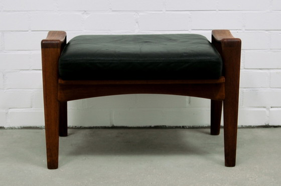 Image 1 of teak & leather stool Arne Wahl Iversen