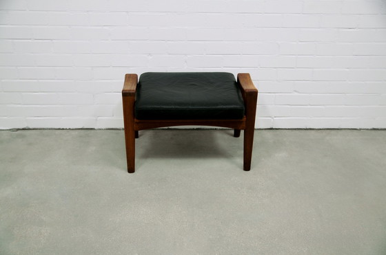 Image 1 of Tabouret en teck et cuir Arne Wahl Iversen