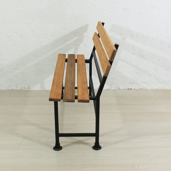 Image 1 of vintage bench alder wood, metal 1960s