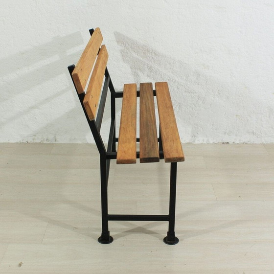 Image 1 of vintage bench alder wood, metal 1960s