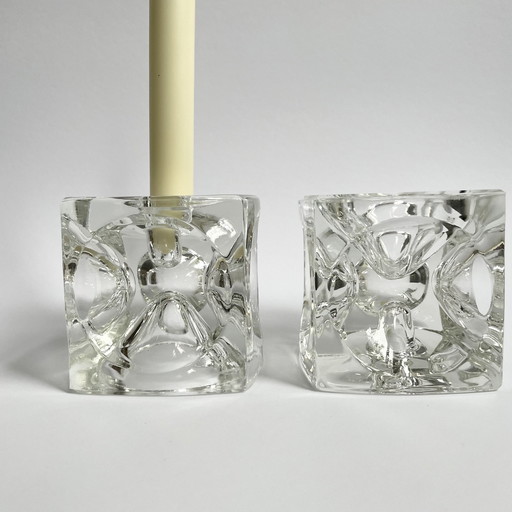 2 X Sklo Candlestick Holders By Rudolf Jurnikl