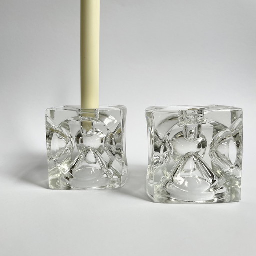 2 X Sklo Candlestick Holders By Rudolf Jurnikl