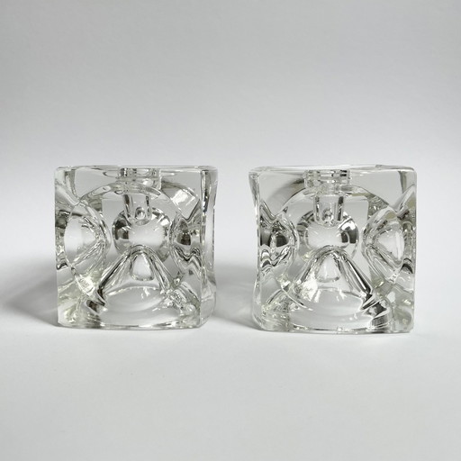 2 X Sklo Candlestick Holders By Rudolf Jurnikl