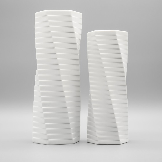 Image 1 of ROSENTHAL Studio-Line WERNER UHL Vase PISA 4× Set Bisque Porcelaine Noire 1985