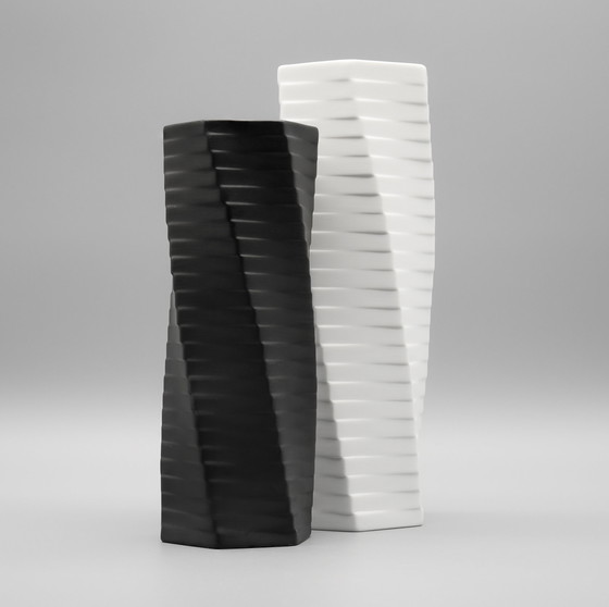 Image 1 of ROSENTHAL Studio-Line WERNER UHL Vase PISA 4× Set Bisque Porcelaine Noire 1985