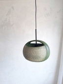 Lampada a sospensione vintage in ceramica verde e terracotta, stile Fat Lava della Germania Ovest, Ceramica, Terraglia