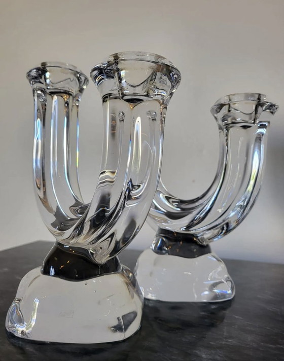 Image 1 of Pair Of Crystal Candlesticks Vannes