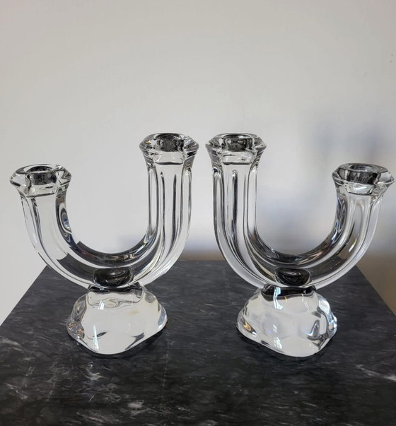 Image 1 of Pair Of Crystal Candlesticks Vannes