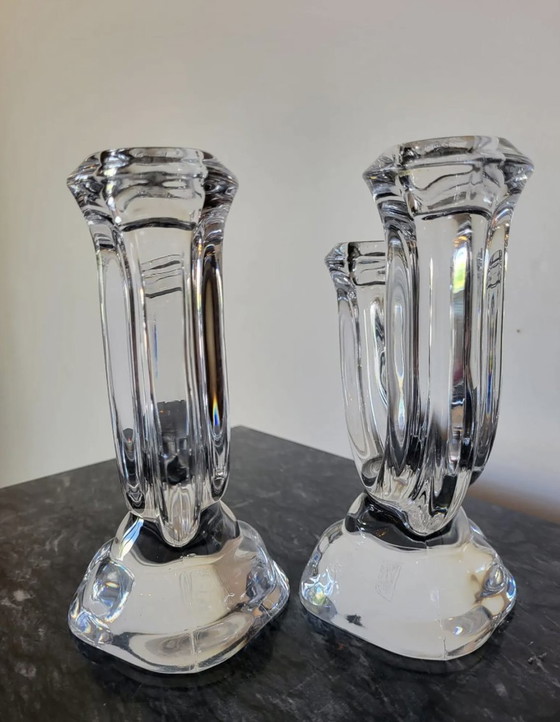 Image 1 of Pair Of Crystal Candlesticks Vannes