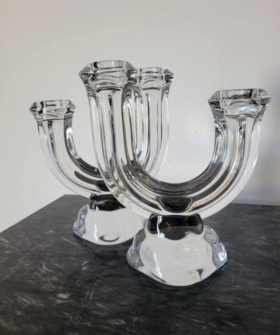 Image 1 of Pair Of Crystal Candlesticks Vannes