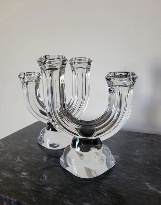 Image 1 of Pair Of Crystal Candlesticks Vannes