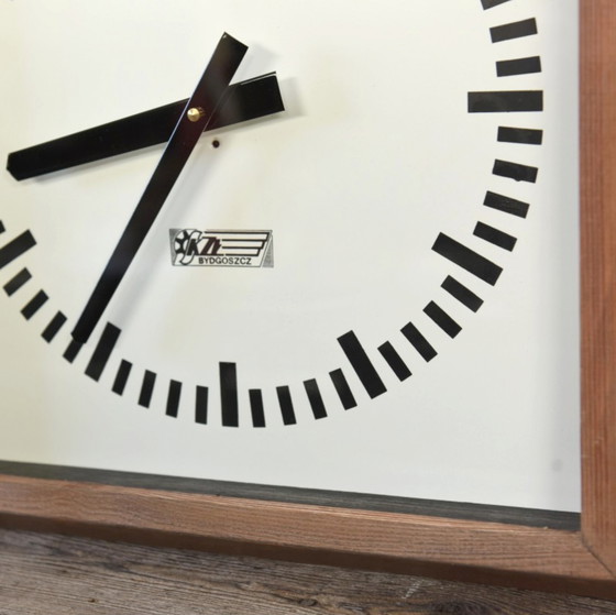 Image 1 of Orologio da stazione - KZŁ. BYDGOSZCZ - Legno, vetro, metallo, stile moderno di metà secolo - 1960-1970 - Orologio da stazione v
