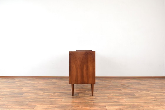 Image 1 of Mid-Century Op-Art Hand-Painted Walnut Sideboard From Bytomskie Fabryki Mebli, 1960S.